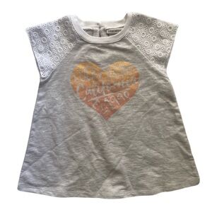 Lucky Brand heart-shaped logo eyelet sleeve tee